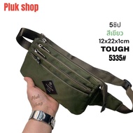 Plukshop 5335 กระเป๋าคาดเอว TOUGH แท้ ผ้าไนลอน ผ้า2ชั้น มี5ซิป ขนาด12x22x1cm เบา ทนทาน กันน้ำ สำหรับ