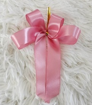 โบว์สำเร็จรูป โบว์ผ้าซาติน โบว์ผูกลวด  ขนาดริบบิ้น  2 cm.  ธีมสีชมพู/ม่วง
