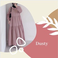 trand model baju gamis remaja terbaru simpel kekinian 2021 - pink dusty s