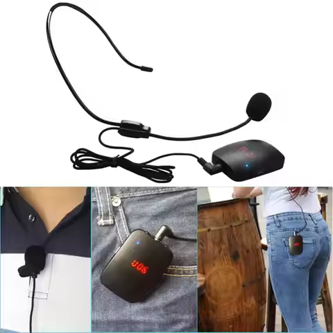 Teacher Wireless Microphone FM Radio Transmitter Headset Collar Tourist Guide Clip MIC Lecture Confe