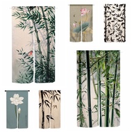 Chinese Style Bamboo Lotus Door Curtain Noren Feng Shui Doorway Curtain Bedroom Kitchen Bathroom Entrance Partition Half Curtain