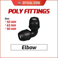 POLY ELBOW 90 DEGREE - Poly Pipe Fitting Connector Joint - 50 MM / 63 MM / 90 MM