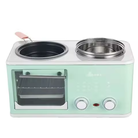 Household Electric 4 in 1 Breakfast Machine Mini Bread Toaster Baking Oven Omelette Fry Pan Hot Pot