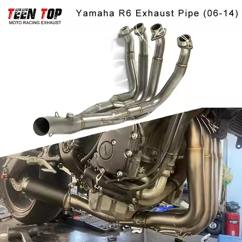 51mm Titanium Motorbike Exhaust Pipe For Yamaha R6 Front Link Pipe 04-16 Steel Exhaust Header Escape