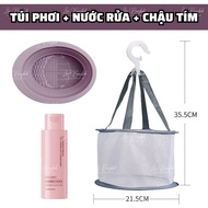 Combo Chà Rửa Cọ Gecomo Gồm Túi Lưới Phơi Lớn Nước Và Chậu Rửa - Giặt Cọ Vệ Sinh Đồ Trang Điểm Makeu