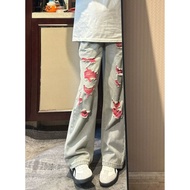 ED Hardy Denim Wide-Leg Beaded Embroidered Pants for Women - Z045
