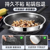 [NEW!]Cook King304Stainless Steel Wok Non-Stick Pan Thickened Household Honeycomb Frying Pan Induction Cooker Gas Stove Universal