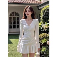 summer white dress for woman formal graduation elegant Prom cocktail wedding long sleeve dress teens