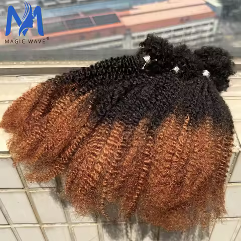 100% Human Hair Soft Afro Kinky Human Hair Bulk 16inch 30g/Pack T1B/30 Color 4C Afro Kinkys Bulk Hum