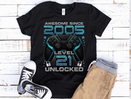 Level 21 Unlocked Shirt Gamer 21Th Birthday Shirt Boy For 21 Year Old Birthday Boy Birthday Shirt 21