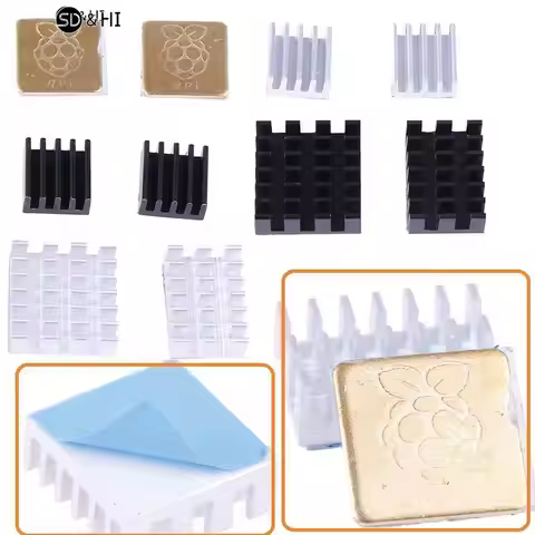 5pcs For Raspberry Pi 2/3/4 3B+ 4B Aluminum Heatsink Radiator Cooler Kit for Raspberry Pi 4 (Gold)