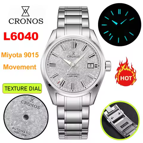 Cronos L6040 Mechanical Watches Miyota 9015 Automatic Movement Luminous Automatic Watch Sapphire 100