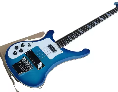 Blue/Cherry Sunburst Left Handed Electric Bass Guitar with 4 Strings