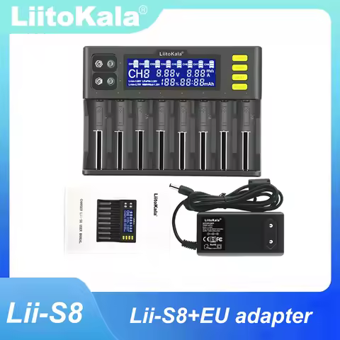 LiitoKala Lii-S8 Universal Battery Charger for 18650 3.7V Li-ion NiMH 1.2V 9V Li-FePO4 3.2V IMR 3.8V