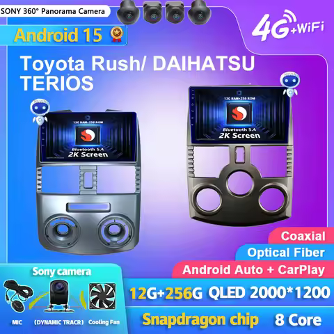 Android 15 Carplay Auto 2K Screen Car Radio BT Multimedia Player For Toyota Rush DAIHATSU TERIOS Aut