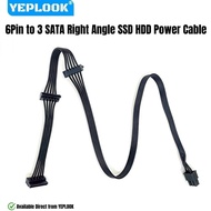 YEPLOOK 6Pin to 3x SATA Right Angled, HDD SSD Power Cable for Corsair RM1000x, RM850x, RM750x, RM650