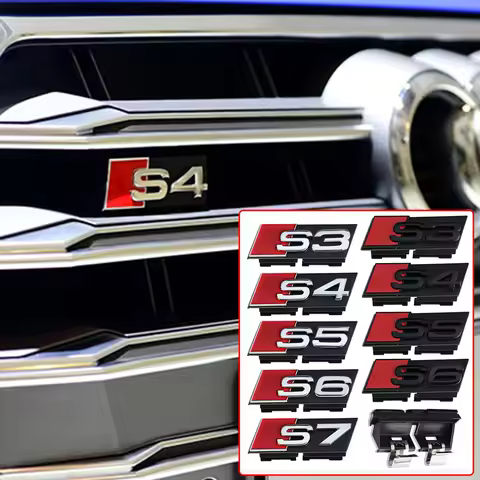 For Audi Sline TT RS S3 S4 S5 S6 S7 A3 A4 A5 A6 Q3 S 3D ABS Car S3 S4 S5 S6 S7 Emblem Front Grille B