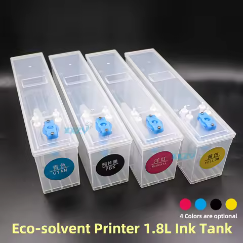 Eco Solvent Printer 1.8L Long Refill Ink Cartridge Bulk Sub Tank With Float 4 Outlets 8 Outlets 1800