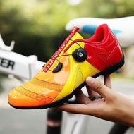 A-T💝Riding Shoes Men and Women Couple Breathable Flyknit Cycling Shoes Non-Lock Road Help Lock-Free Cycling Shoes Summer