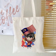 Malaysia Independence Day Print Tote Bag Cute Handbag Shopping Bag Malaysia National Day Gift Bag