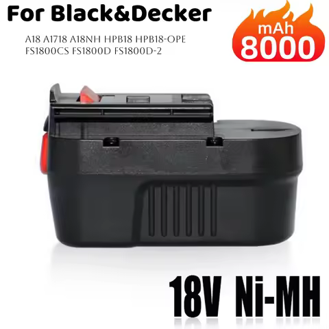 8000mAh Ni-MH HPB18 Battery Replace for Black&Decker BA18 A1718 A18NH A18E HPB18-OPE HPB18-OPE2 2447