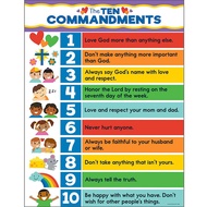 Laminated Chart 10 Commandments Kids Educational Activity Set