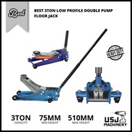 BEST 3Ton Low Profile Double Pump Floor Jack | 3 Months Warranty