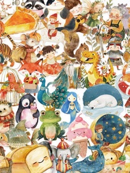 50PCS Childlike Watercolor Animals Collection Sticker Cá DIY Văn phòng phẩm Du lịch Hành lý Xe hơi M