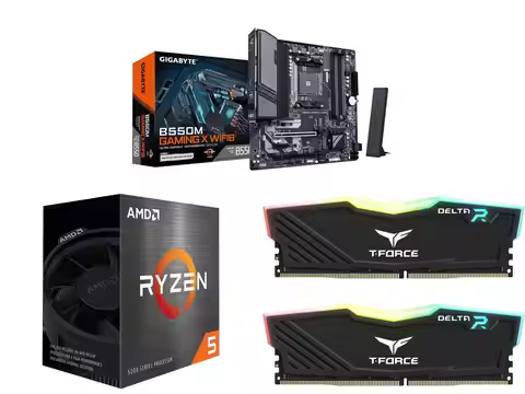 Motherboard CPU Memory Combo - GIGABYTE B550M GAMING X WIFI6 Bundle with AMD Ryzen 5 5500 and Team G