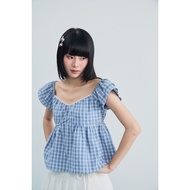 [ 7 DAYS INSTALLED ] Simon Top - Women's babydoll shirt, fairy wing checkered shirt nhien.official N