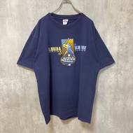 古著 MLB 世界大賽水手隊/紐約洋基隊短袖印花 T 卹，海軍藍，XL 碼