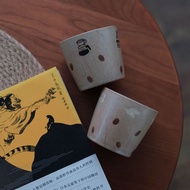 咖啡插畫手作拉花杯 / 日式做舊陶瓷杯 / 手握咖啡杯