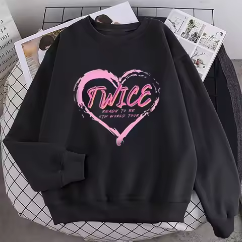 Kpop Twice Lovely Crewneck Sweatshirt Loose Long Sleeve Ready To Be Album Photo Printing Y2K Clothes