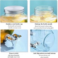 Glass DISPENSER + STAND 4L/ Lemon Tea Thai Tea Juice Dispenser Water Tank Glass Dispenser