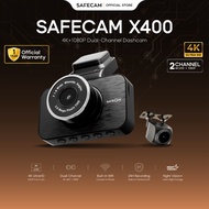 【UPGRADED TO 4K 2160P】SAFECAM X400 Dual Dashcam 4K Front + 1080P Rear | WiFi App Control | 24H Parki