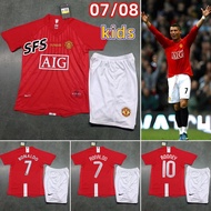 [Retro kids Set] 2007-2008 Manchester United home final children's retro football jersey, Ronaldo