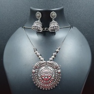 New Tribal Design Oxidized Silver Pendant Necklace