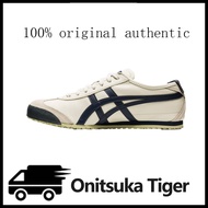 ONITSUKA TIGER  UNISEX Mexico 66 Classic Retro Casual Sports Shoes for Men and Women MEXICO 66 DL408 Beige Gray/Navy Blue