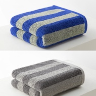 codStripe Towel Set Bathroom Absorbent Soft 2 Hand Towel 34X74 100% Cotton 2 Bath Towel Gray 70X1