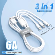 3 in 1 Multi Charging USB Cable for iPhone 15 14 13 12 11 Pro Max 15 Plus XS XR XS Max 8 iPad Lightning Type C Micro USB Fast Charging Data Cable for Samsung Huawei Xiaomi