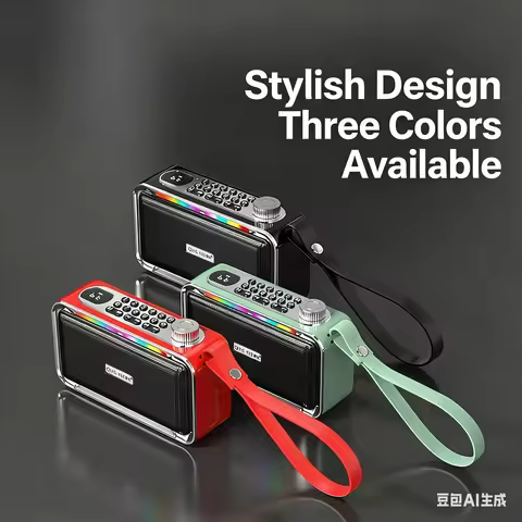 2-in-1 Bluetooth Speaker & FM Radio,S26 10W Full-Frequency Soundbar, RGB Breathing Light, 2000mAh Ba