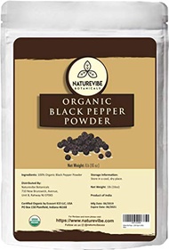 Malabar Black Pepper (Black Tellicherry peppercorn) Ground, 1 pound - 100% Pure &amp; Natural - USDA Organic Certified [ Packaging may vary ]