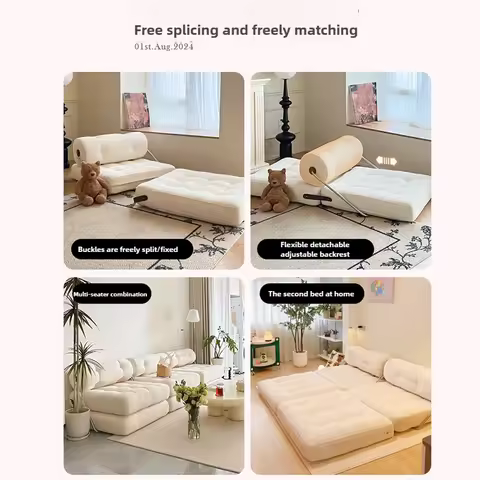 Modern Minimalist Single Sofa Small Living Room Tofu Block Taji Sofa Bed Folding Dual-use Cream Styl