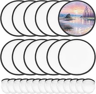 BENECREAT 30Pcs White Foldable Flying Disc Fans, 9.8inch DIY Fans Nylon Black Edge Folding Fan Set w