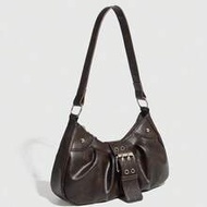 1pc PU Leather Women's Handbag, Versatile Retro Small Bag, Fashionable Crescent Bag, Y2K Baddie Bag,