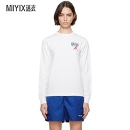 Sporty&Rich Men's and Women's White LA Marathon Cotton Long sleeved T-shirt, Fashionable