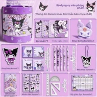 Bộ Văn Phòng Phẩm Hoạt Hình Sanrio Kuromi/Melody Đồ Dùng Học Tập Sáng Tạo Xô Quà Tặng Cho Ngày lễ/Si