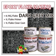 ( 700g ) DARK GREY MIX FLAKE • Epoxy Flake Coating Set • Refurnishing Floor • No Hacking • Waterproofing
