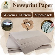 SG Newsprint Paper Sheets Bulk (50pcs) | Large Void Filler, Carton Stuffing, Protective Packaging W7