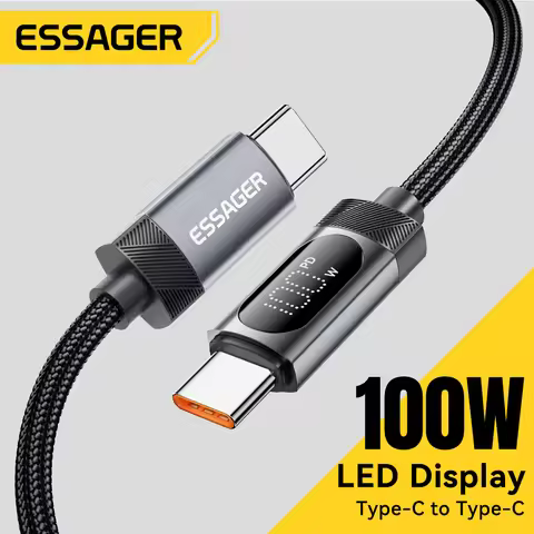 Essager 100W Type C To Type C Cable For iPhone 16 15 Samsung Xiaomi iPad 5A PD Fast Charging For Mac